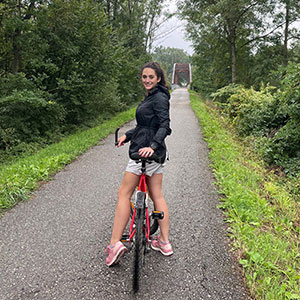 Elisabeth Kolb on a bike in Germany